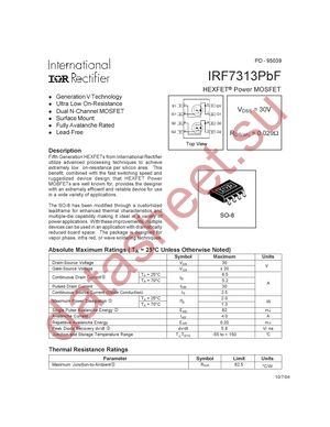 IRF7313PBF datasheet  